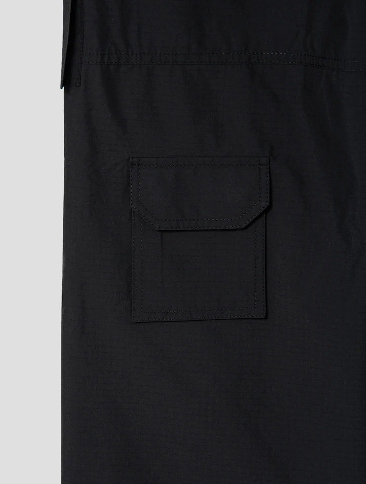 Double Waisted Multipocket Cargo Pants - Black
