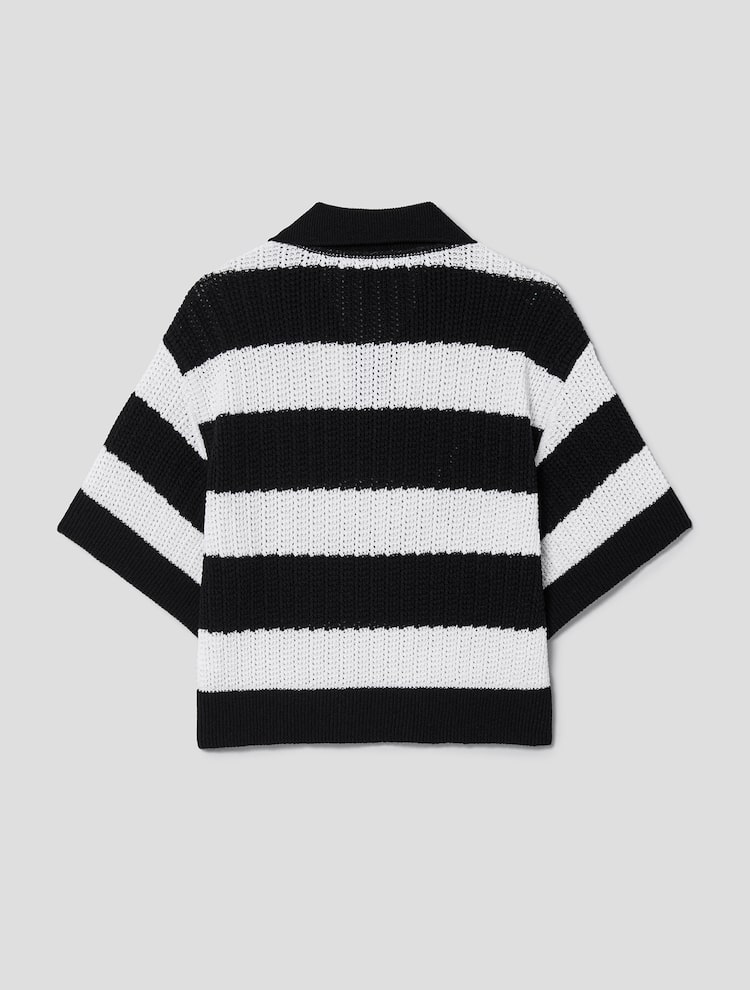 Poly Blend Stripe Thierry Pullover - Black Stripe