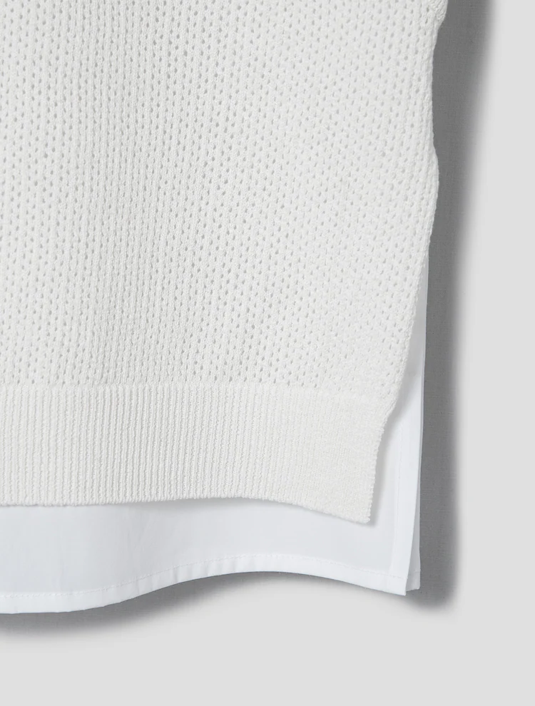 Carryover Knit Vest Patch Short Sleeve Shirt - White