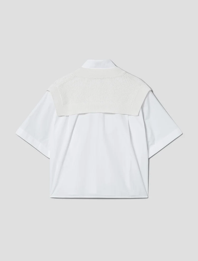 Carryover Knit Vest Patch Short Sleeve Shirt - White