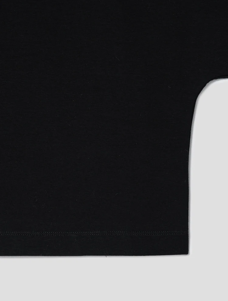 Wide Sleeve Crop Short Sleeve T-Shirt - Black