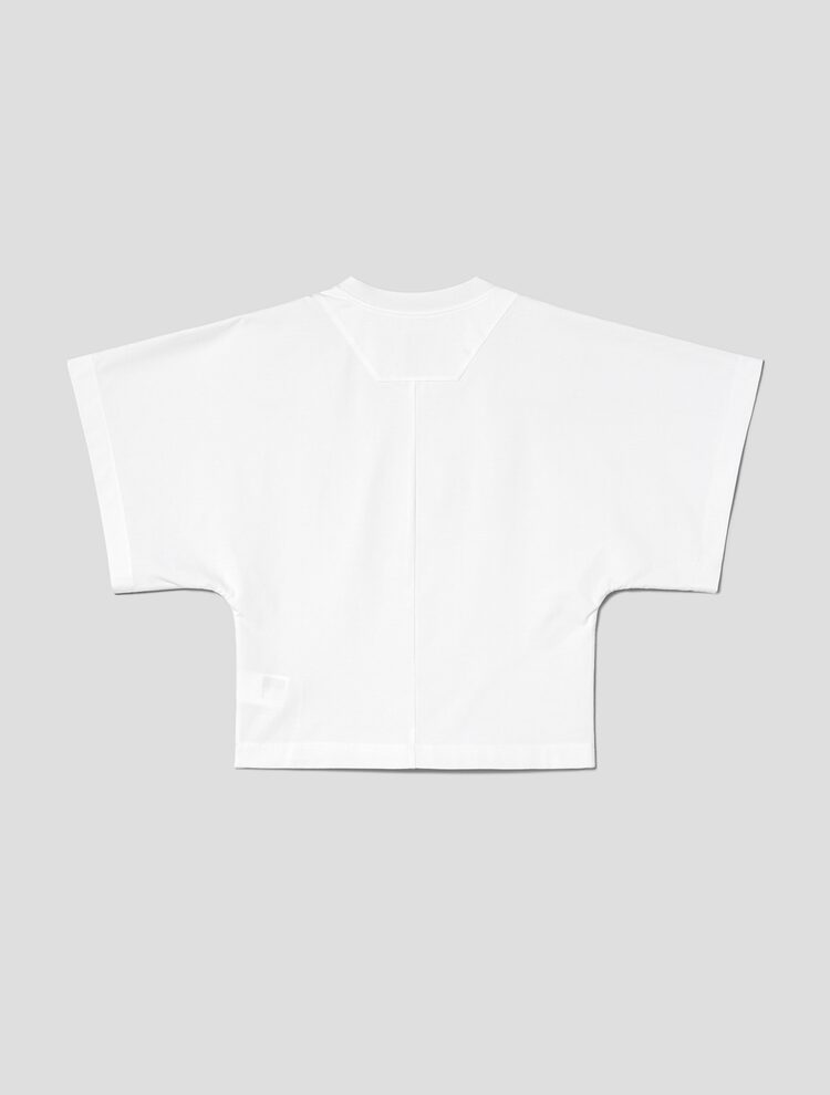 Wide Sleeve Crop Short Sleeve T-Shirt - White