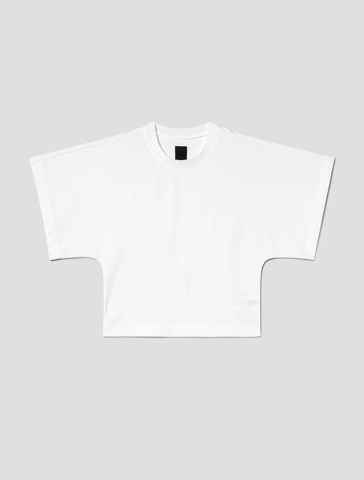 Wide Sleeve Crop Short Sleeve T-Shirt - White