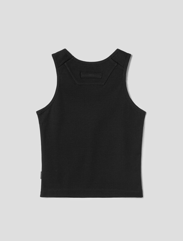 Basic Slim Round Neck Sleeveless T-Shirt - Black