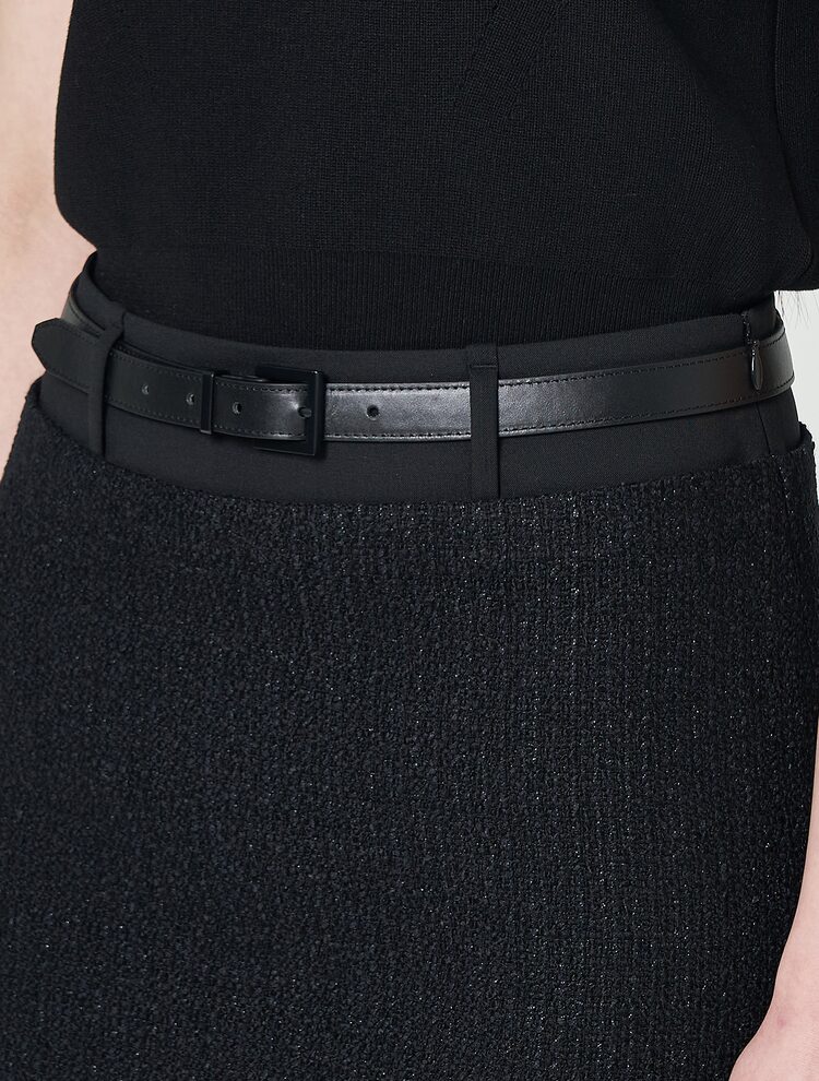 Tweed Double Waisted Mini Skirt - Black