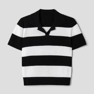 Rayon Blend Half Sleeve Pullover - Black Stripe