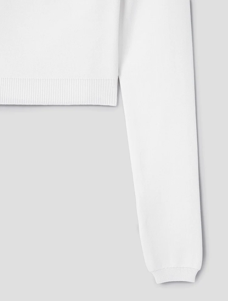 Rayon Blend Half Turtleneck Crop Cardigan & Tube Top - White