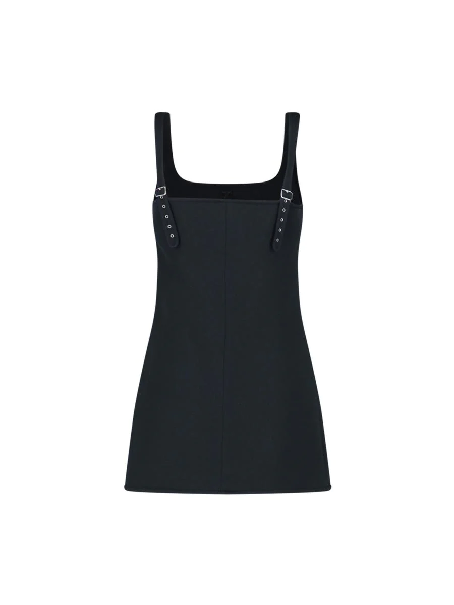 TWILL SUSPENDERS TRAPEZE DRESS