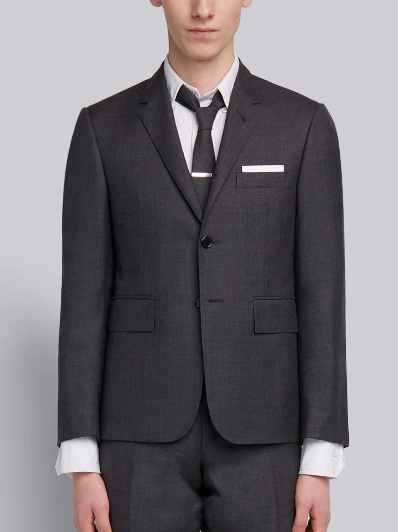 DARK GRAY SUPER 120'S WOOL TWILL CLASSIC SUIT AND TIE