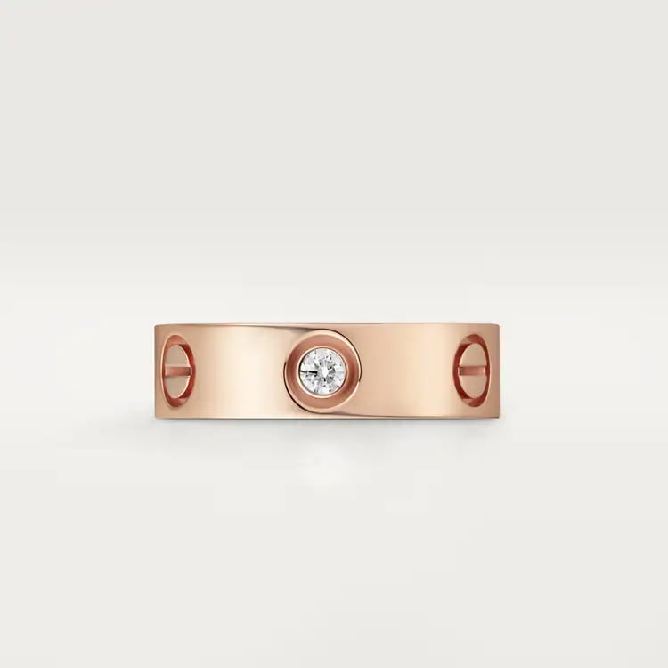 LOVE RING, 3 DIAMONDS pink gold
