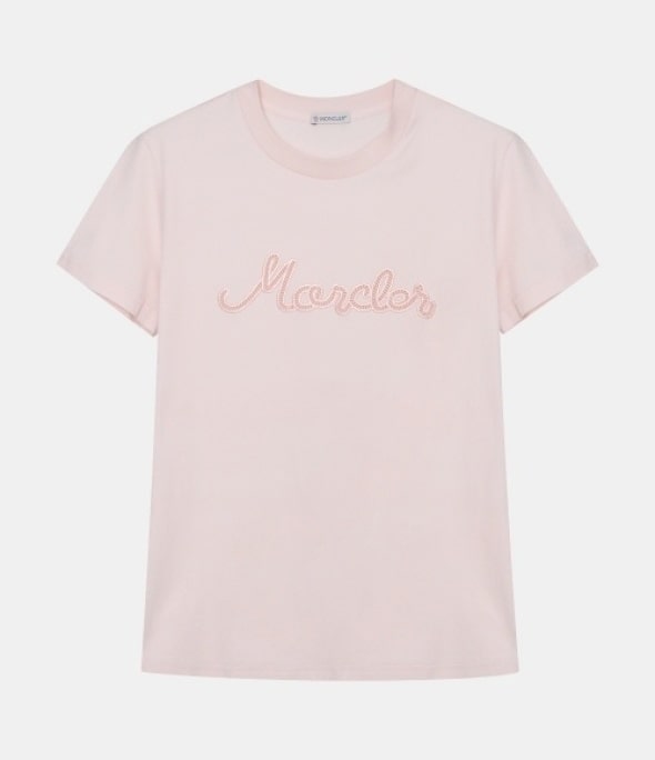 logo embroidered T-shirt pink