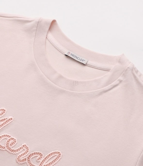 logo embroidered T-shirt pink