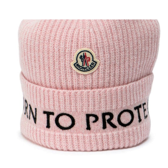 Logo patch beanie PINK
