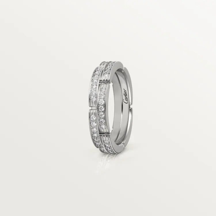 PANDA FINE WEDDING BAND FOR MAYON, 2 ROWS HALF DIAMOND PAVÉ SET