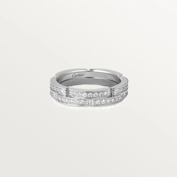 PANDA FINE WEDDING BAND FOR MAYON, 2 ROWS HALF DIAMOND PAVÉ SET