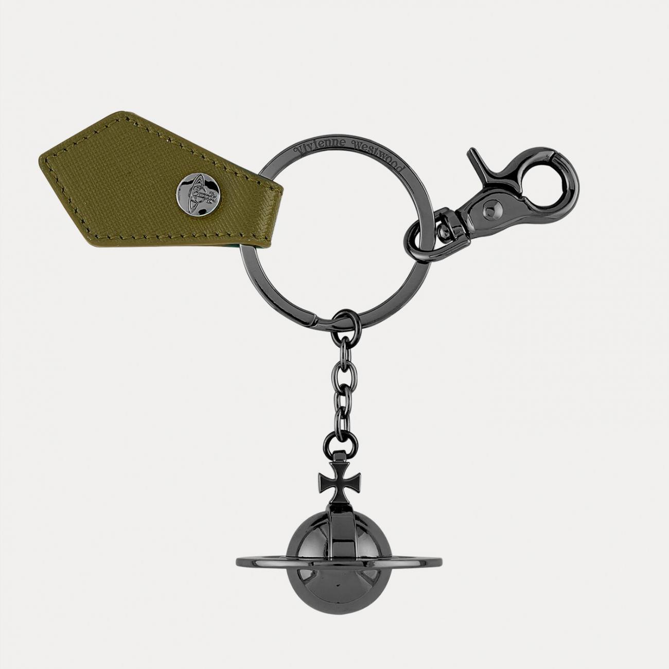 SAFFIANO 3D ORB GUNMETAL KEYRING