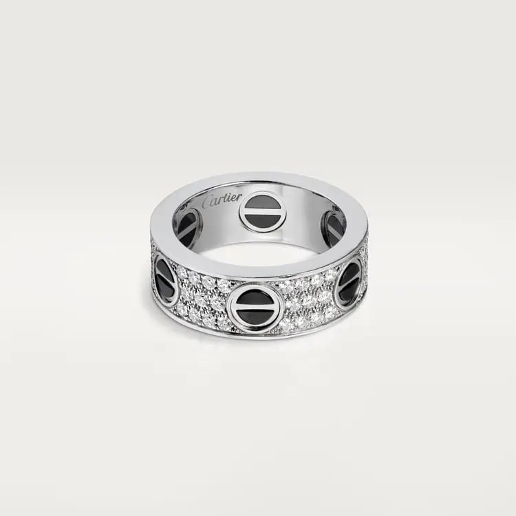 LOVE RING, SET WITH DIAMOND PAVÉ, CERAMIC