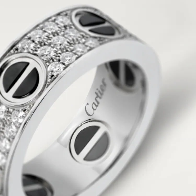 LOVE RING, SET WITH DIAMOND PAVÉ, CERAMIC