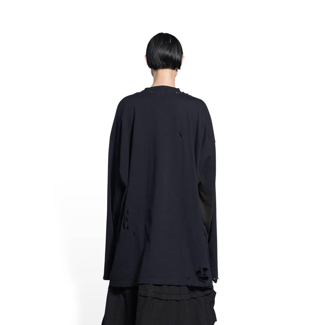 MAISON BALENCIAGA LONG SLEEVE T-SHIRT OVERSIZED FOR WOMEN IN BLACK
