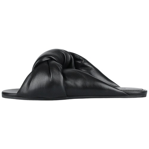 (W) Balenciaga Smooth Nappa Lambskin Drapy Flat Sandal Black