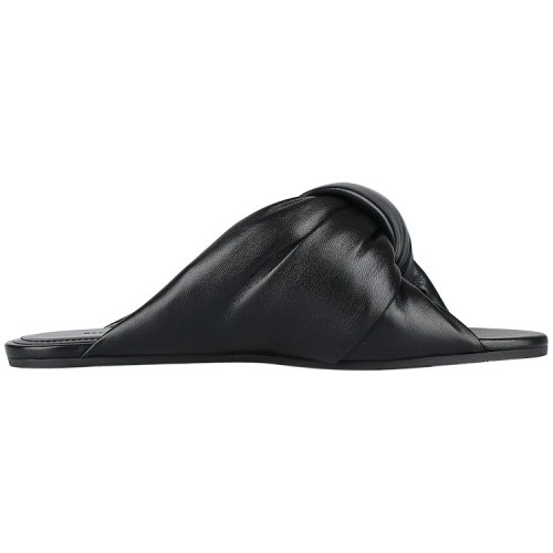 (W) Balenciaga Smooth Nappa Lambskin Drapy Flat Sandal Black
