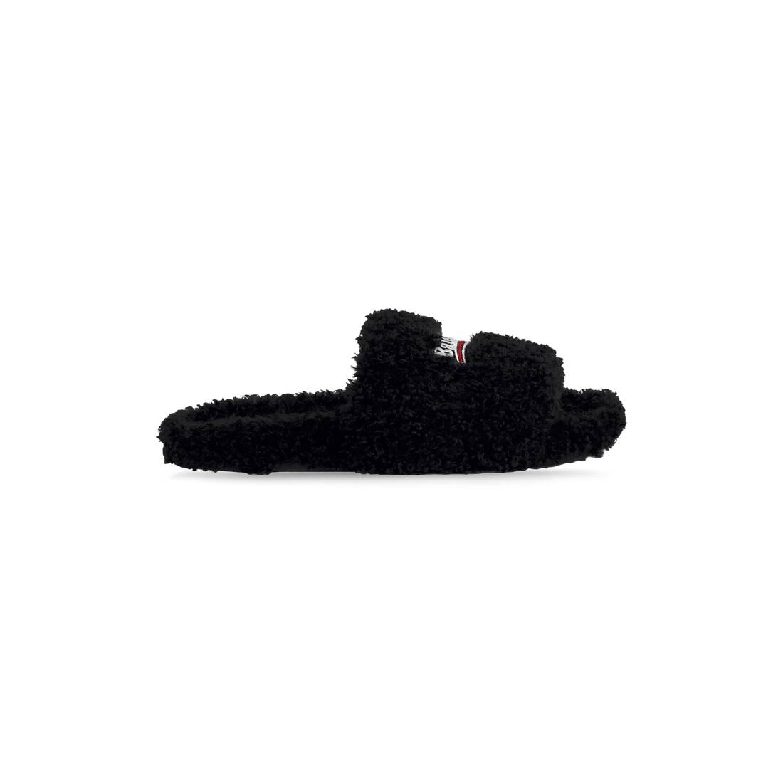 FURRY SLIDE SANDALS FOR WOMEN IN BLACK