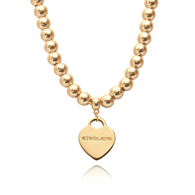 Return to Tiffany Heart Tag Bead 7in 18K Gold Bracelet