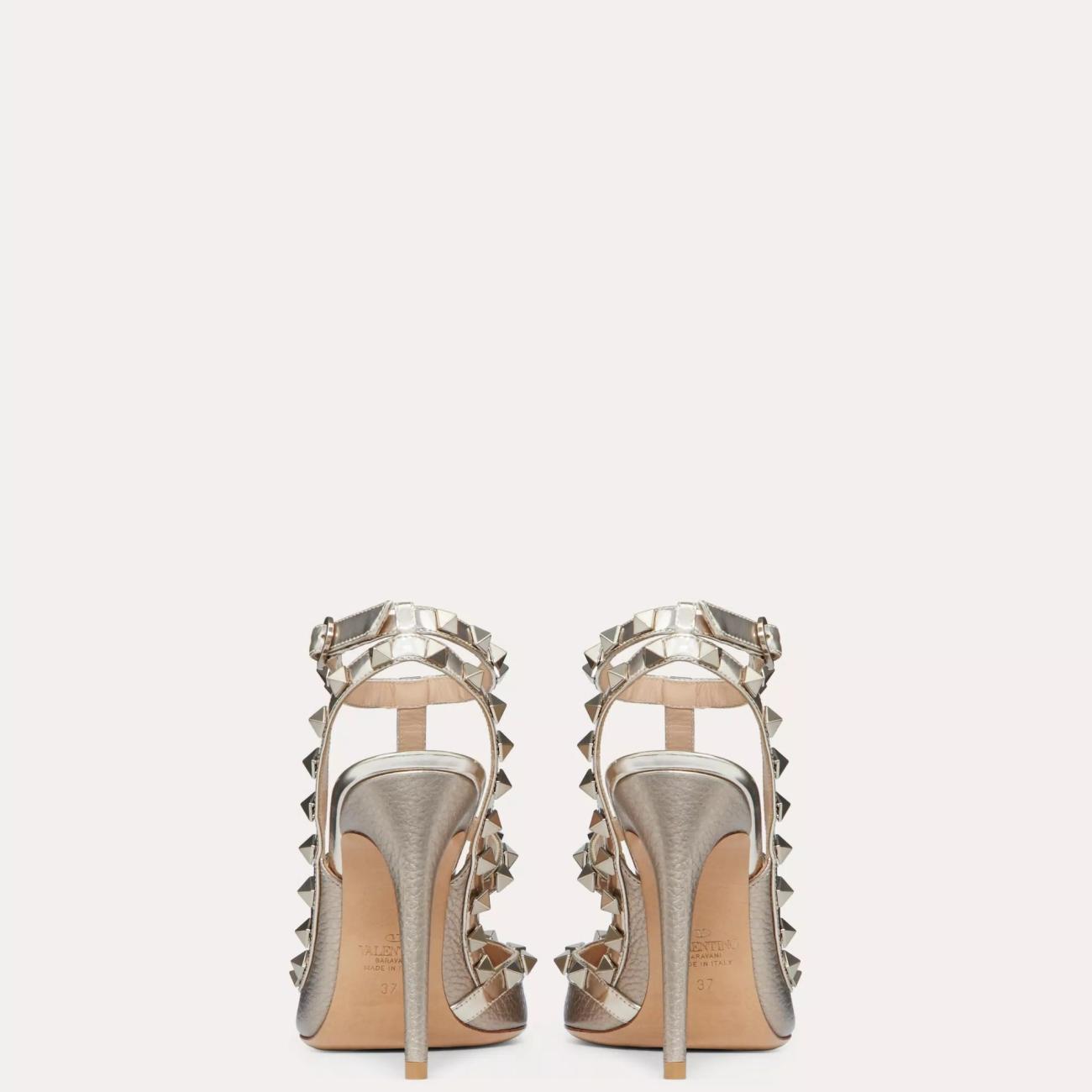 METHYLLIC LEATHER ROCKSTUD STRAP 100MM PUMPS