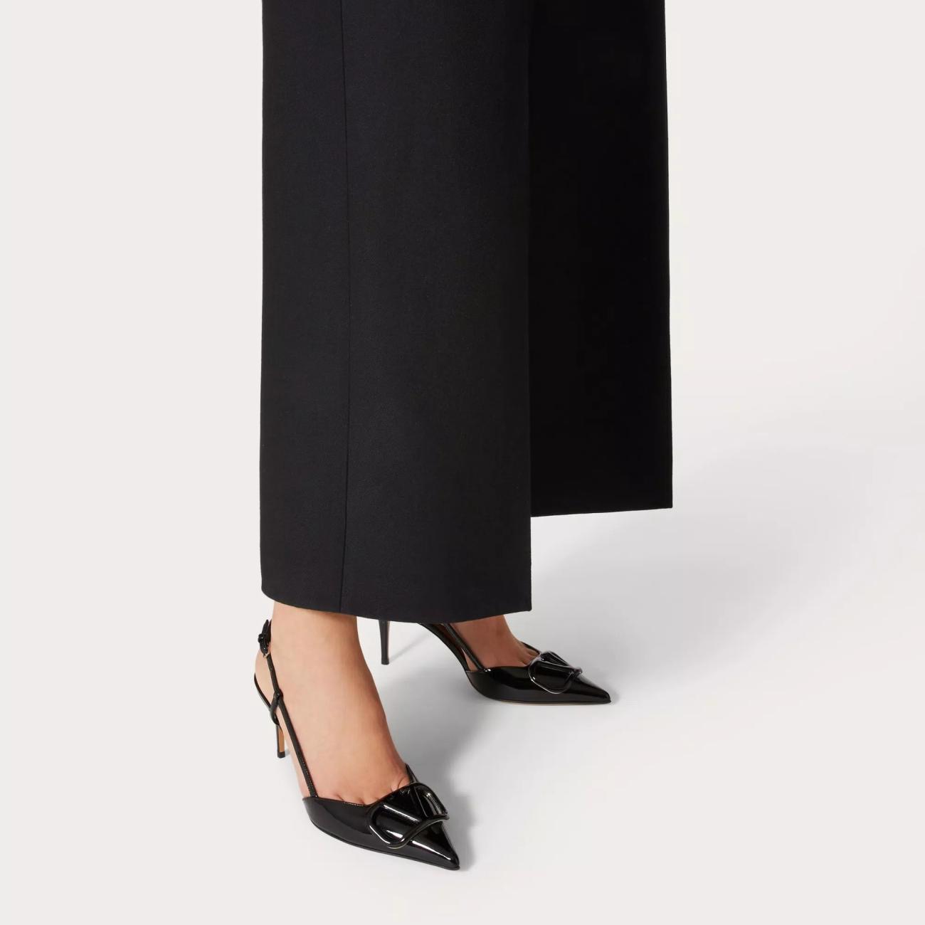 PATENT LEATHER VLOGO SIGNATURE SLING BACK PUMPS 80MM