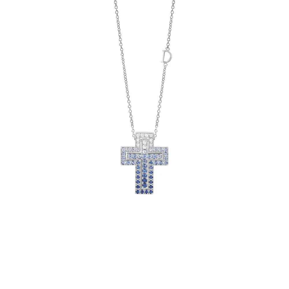Damiani Belle Epoque Diamonds Sapphires Necklace White Gold