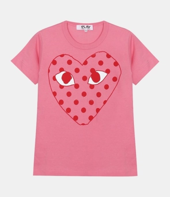 Dot Heart Short Sleeve T-shirt pink