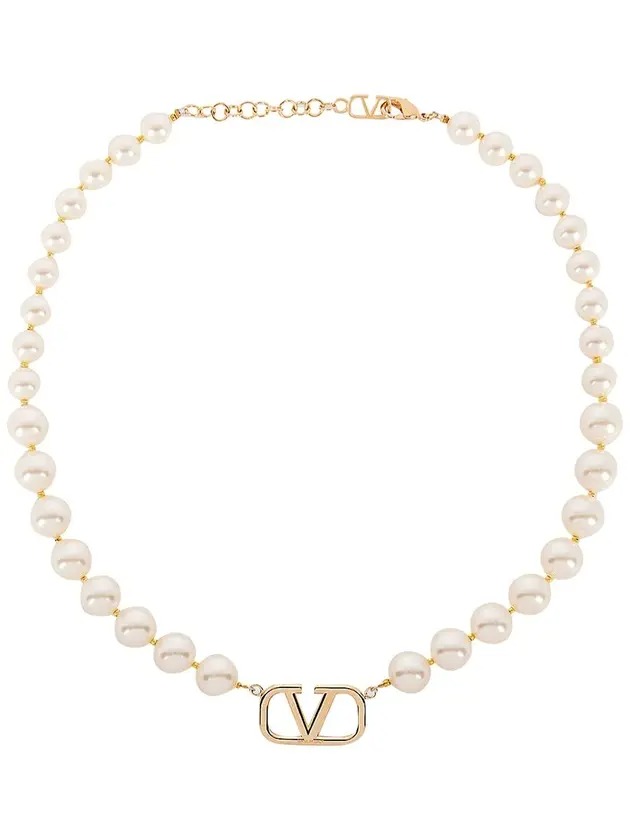 Signature V logo pearl necklace free