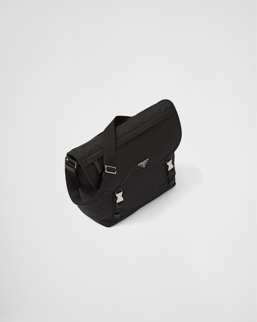 ReNylon Saffiano Leather Shoulder Bag black