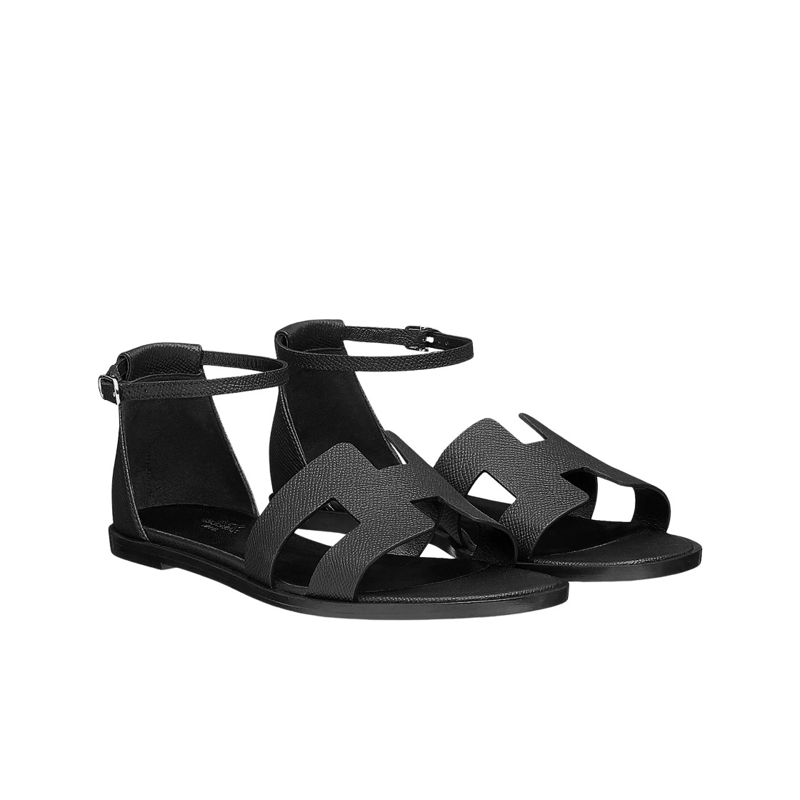 Hermes Santorini Sandal Calfskin & Palladium Noir