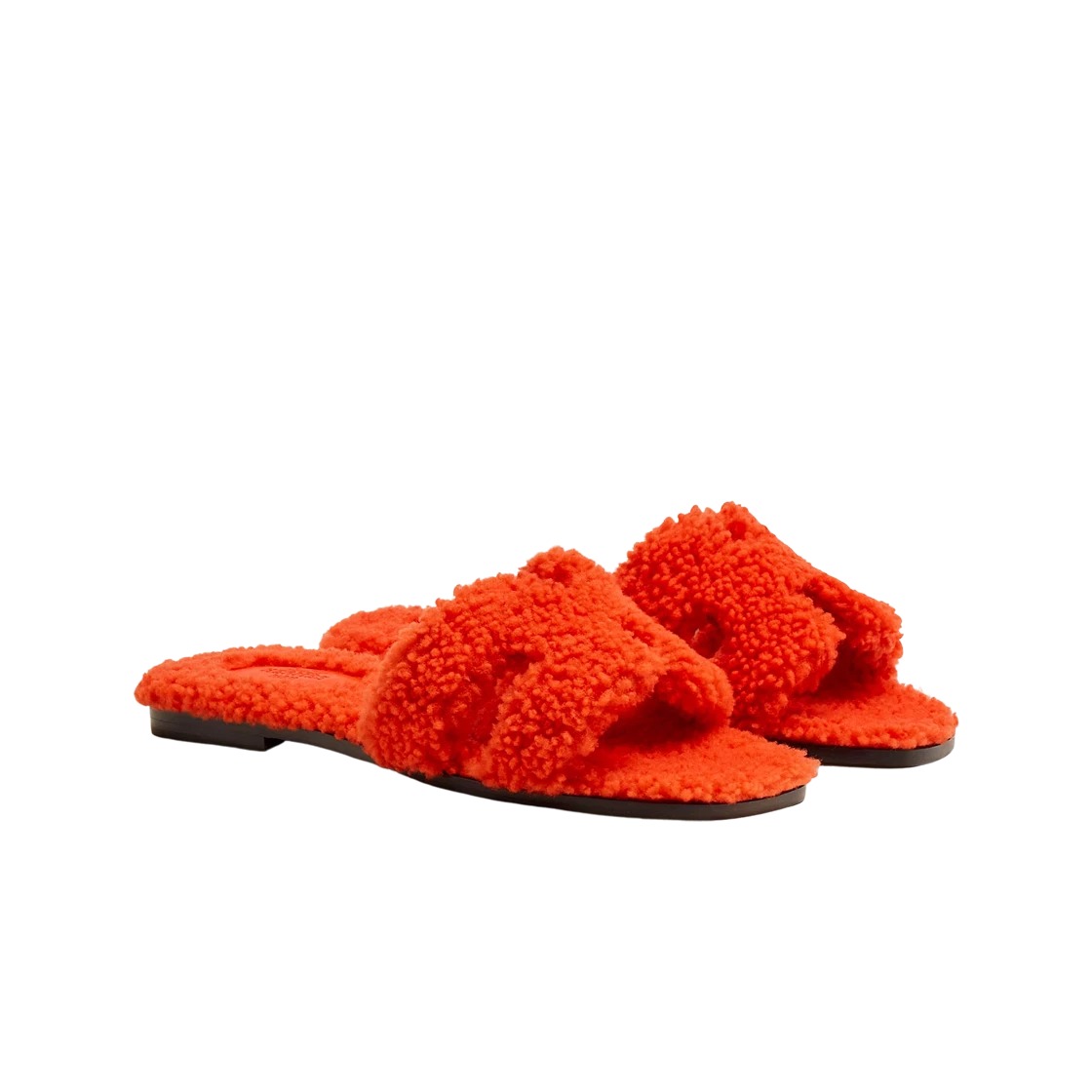 Hermes Oran Sandal Woolskin & Orange
