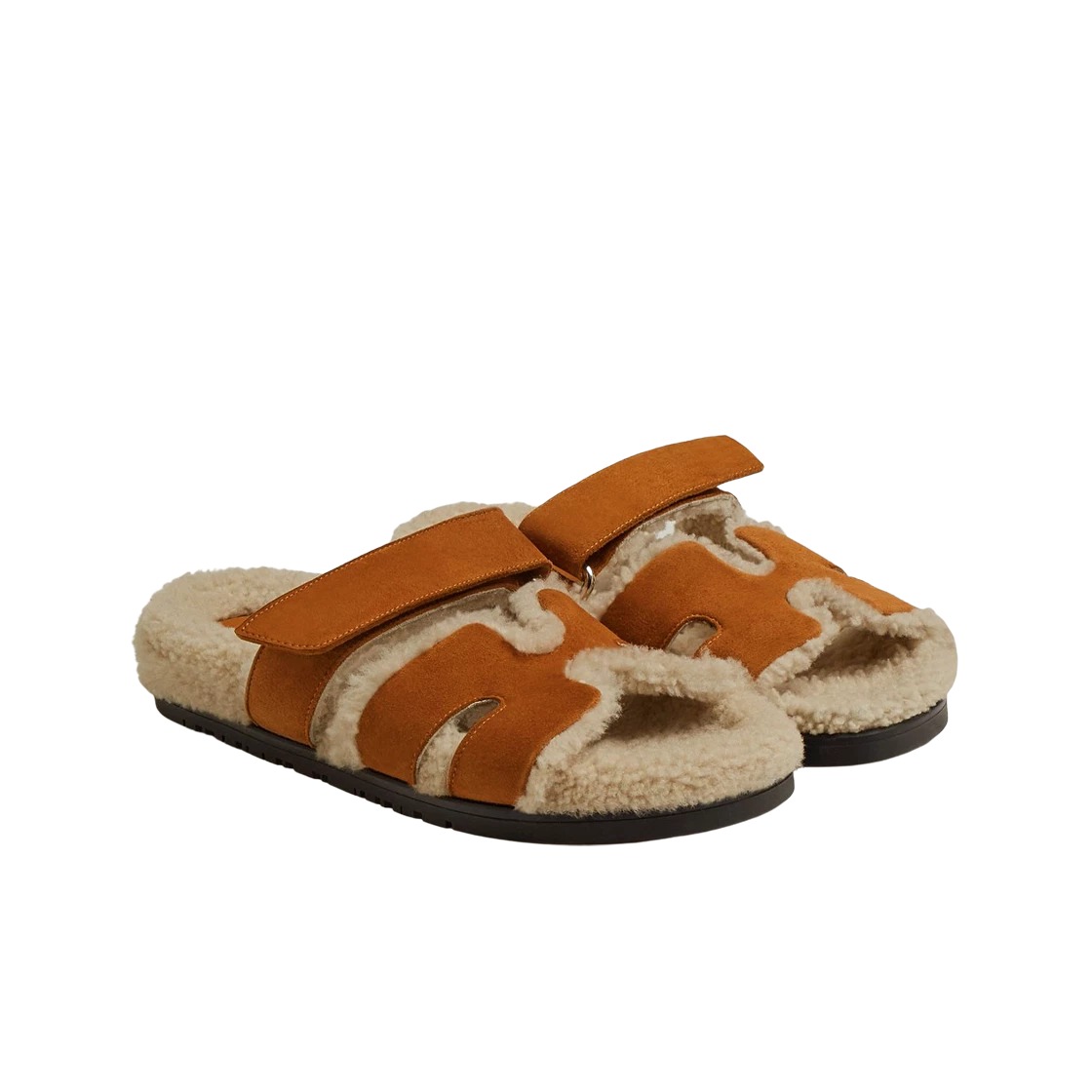 Hermes Chypre Sandal Suede Goatskin Woolskin & Naturel Ecru
