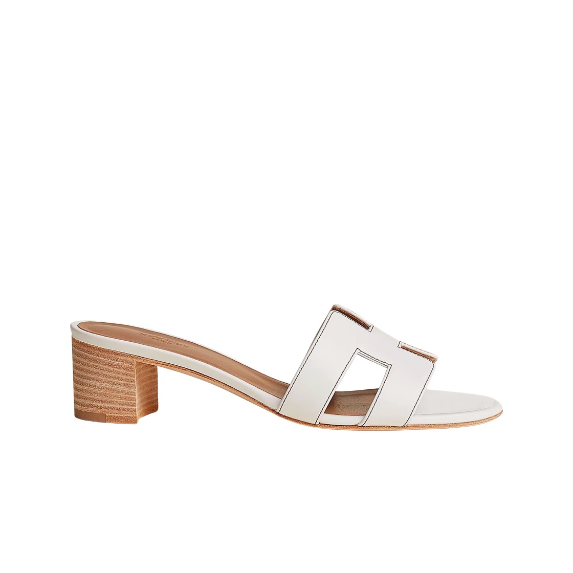 Hermes Oasis Sandal Calfskin & Blanc Piqueres Havane