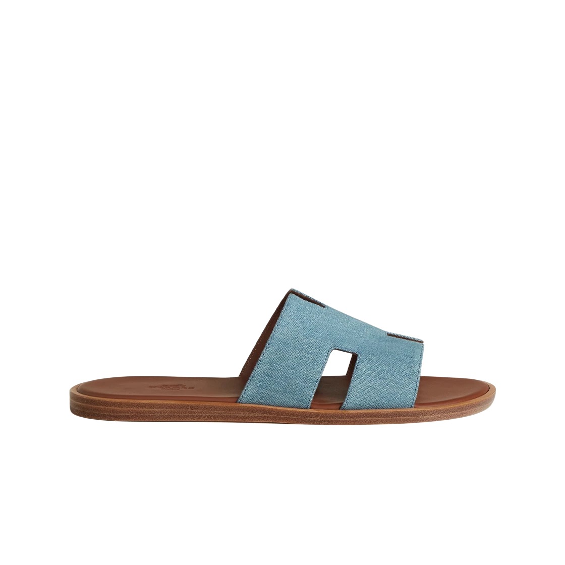 Hermes Izmir Sandal Denim Calfskin & Bleu Clair Gold