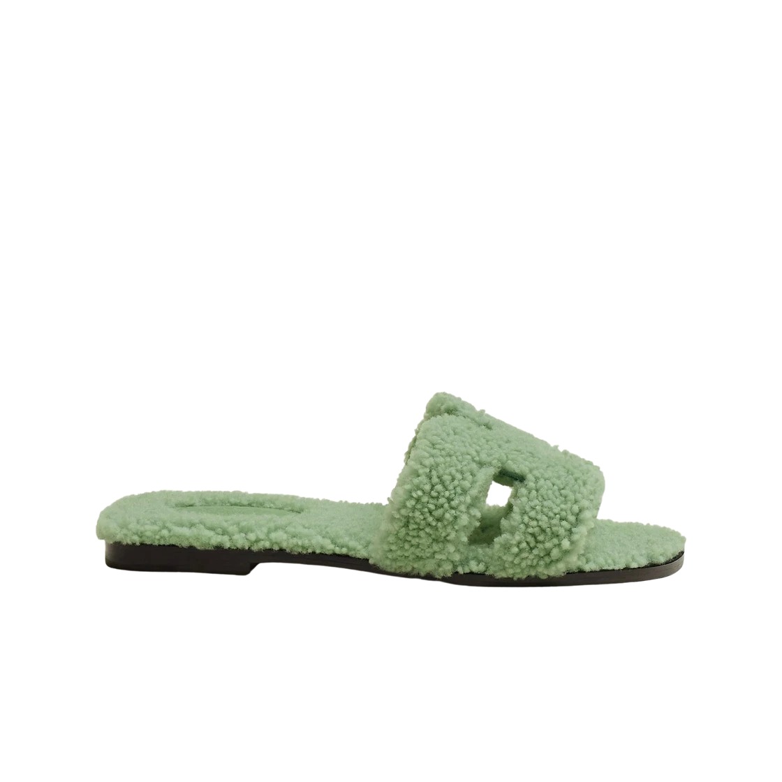 Hermes Oran Sandal Woolskin & Vert Deau