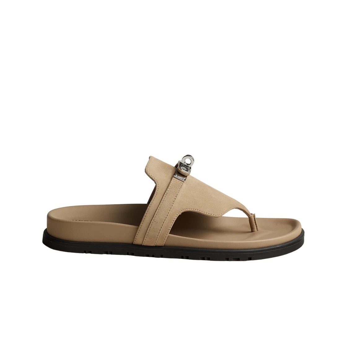 Hermes Empire Sandal Suede Goatskin & Palladium Beige Argile