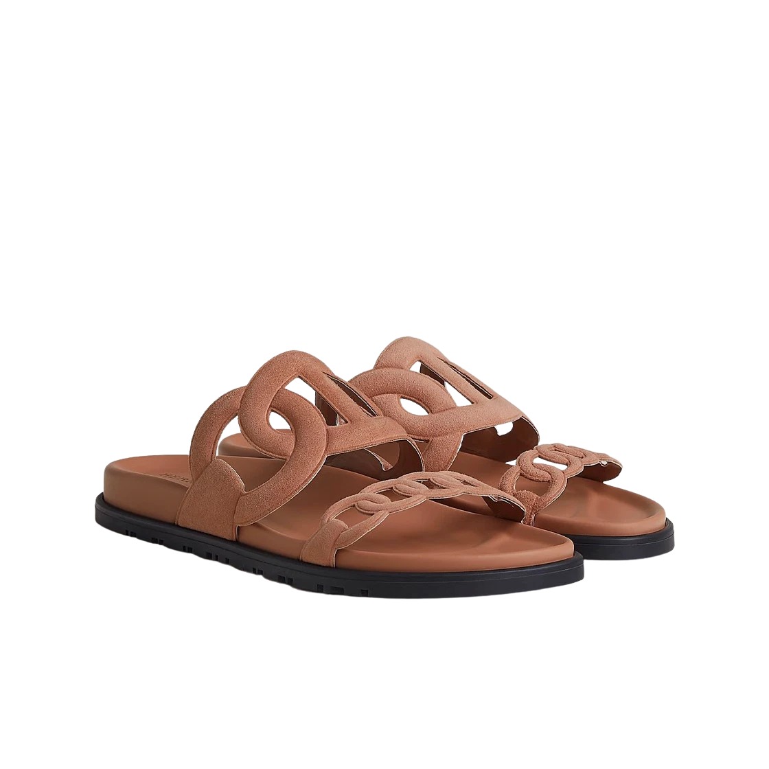 Hermes Extra Sandal Suede Goatskin & Rose Perle