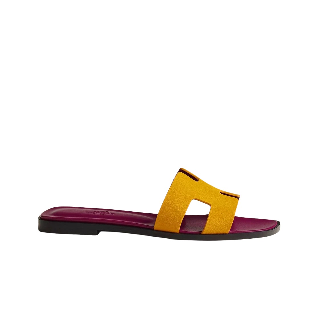 Hermes Oran Sandal Suede Goatskin & Jaune Topaze