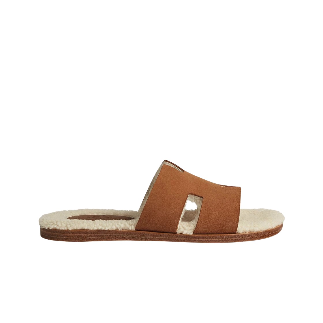 Hermes Izmir Sandal Suede Goatskin Woolskin & Marron Teck Ecru