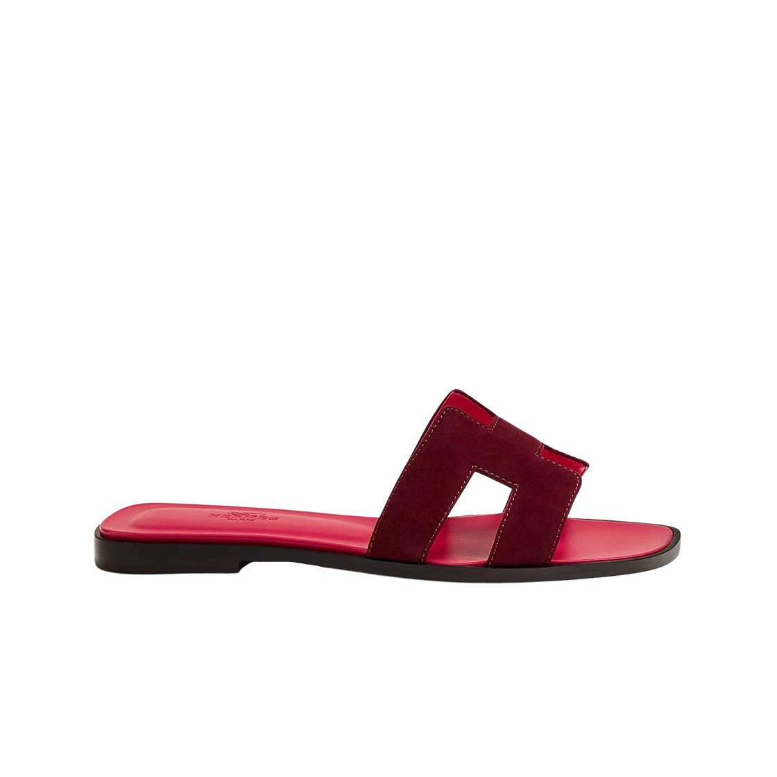 Hermes Oran Sandal Suede Goatskin & Rouge Marsala