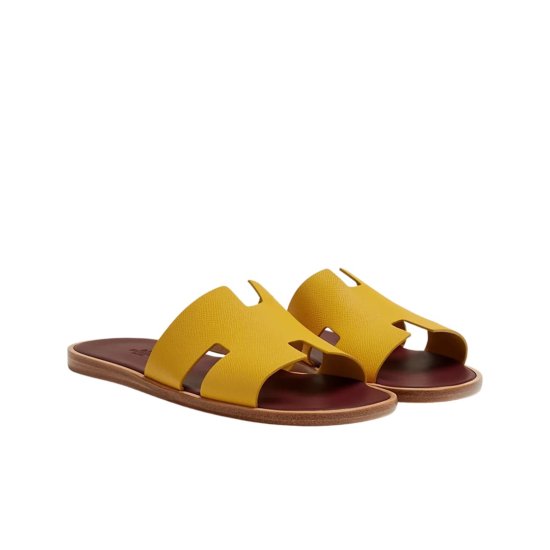 Hermes Izmir Sandal Epsom & Jaune Citron Rouge Marsala