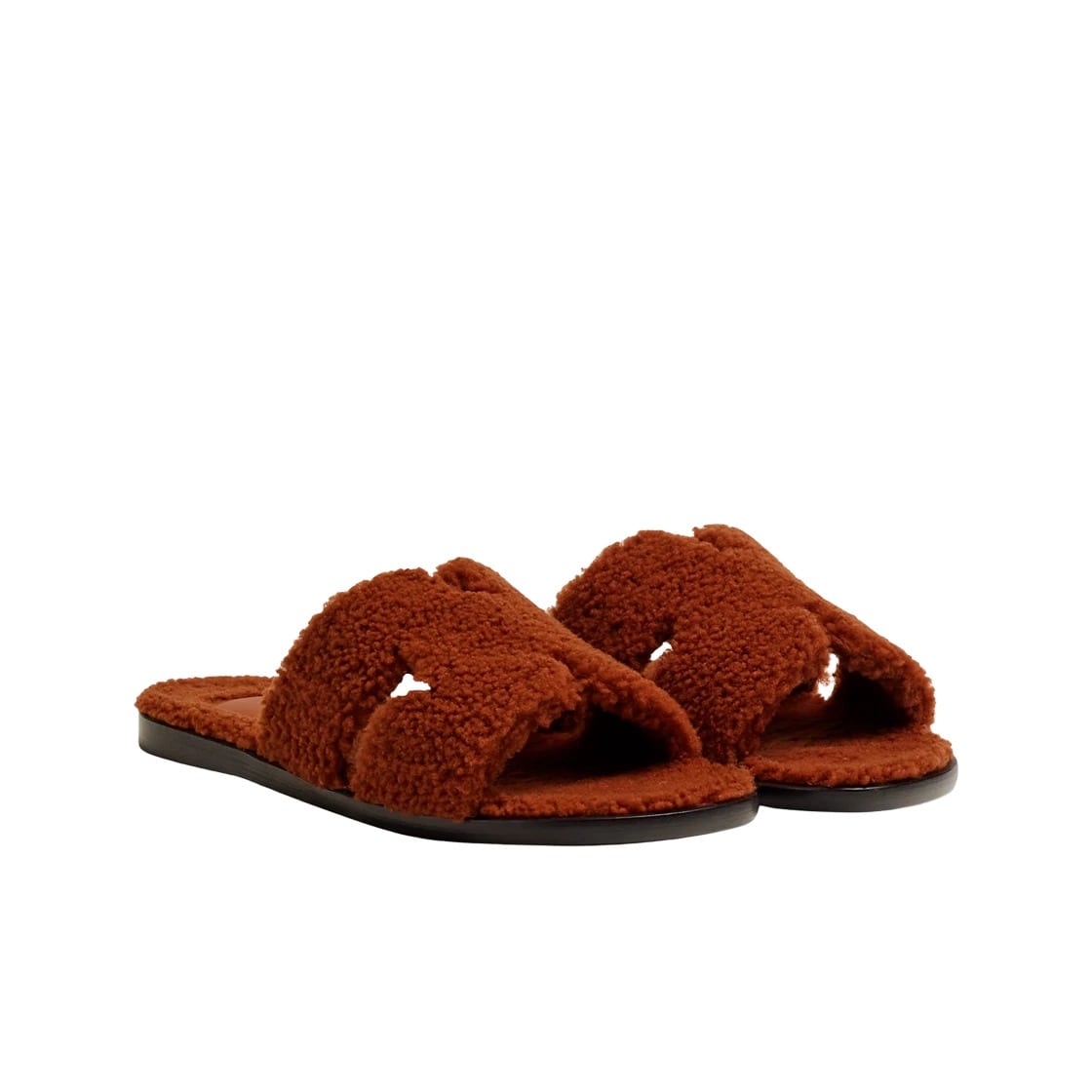 Hermes Izmir Sandal Woolskin & Cognac