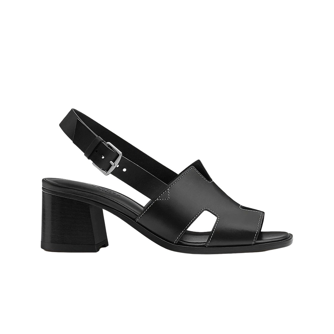 Hermes Elbe 60 Sandal Calfskin & Noir