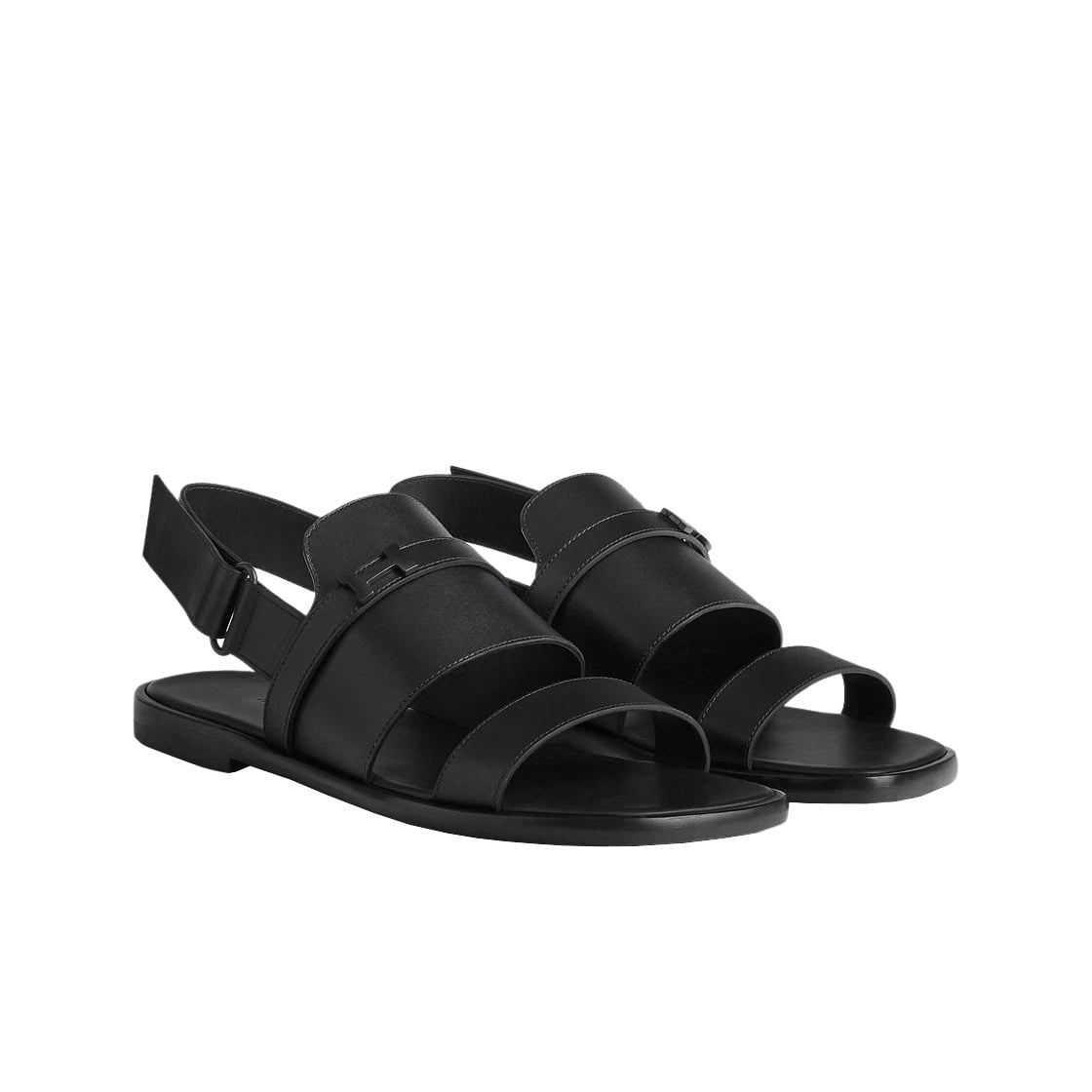 Hermes Giacomo Sandal Calfskin & Brushed Black PVD Noir