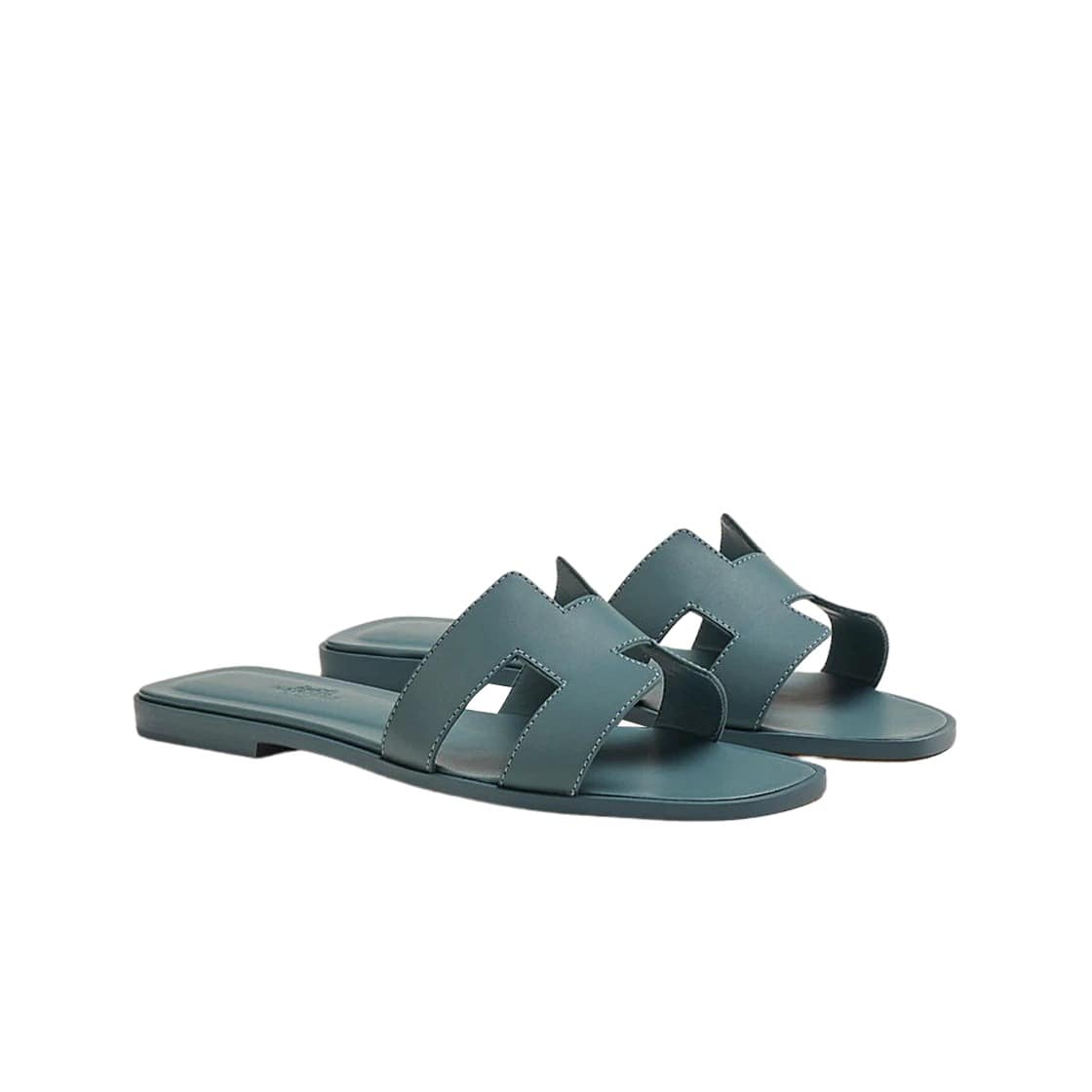 Hermes Oran Sandal Calfskin & Bleu Pinede