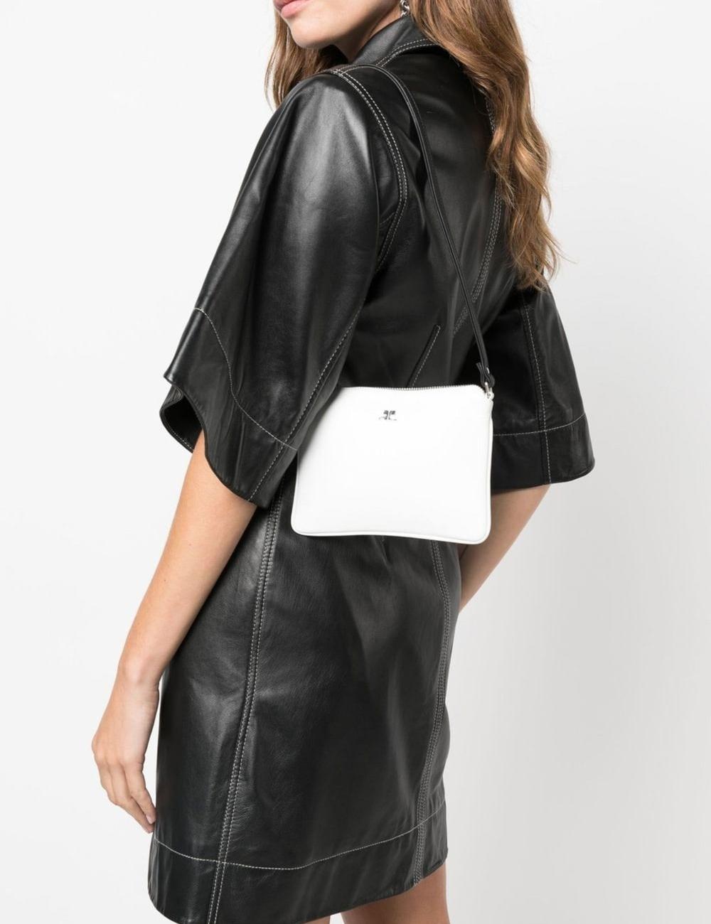 logo-plaque leather shoulder strap